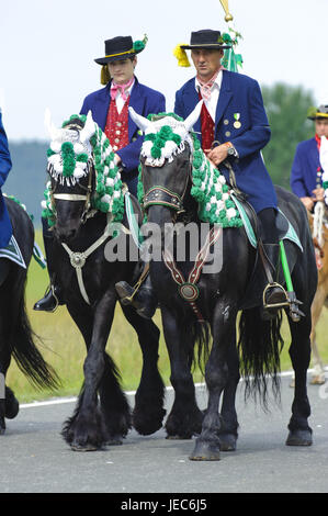 The Whitsun ride in bath Kötzting, as a Catholic procession to horse with more than 900 taking part bleeds, Stock Photo