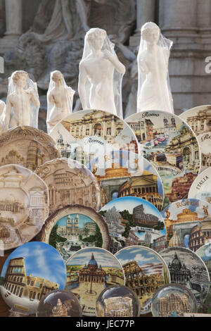 Italy, Rome, souvenir state, sales of plates and statues, Stock Photo