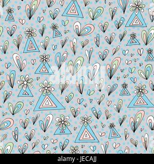 Hand drawn abstract floral seamless pattern for wallpaper, wrapping, textile design, surface texture, fabric. Stock Vector