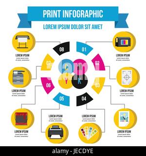 Print process infographic concept, flat style Stock Vector