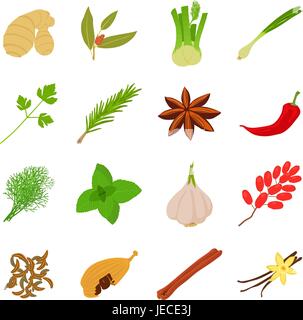 Spices icons set, cartoon style Stock Vector