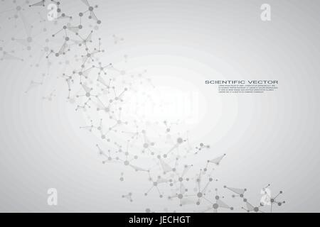 Structure molecule dna and neurons, connected lines with dots, genetic and chemical compounds, vector illustration. Stock Vector