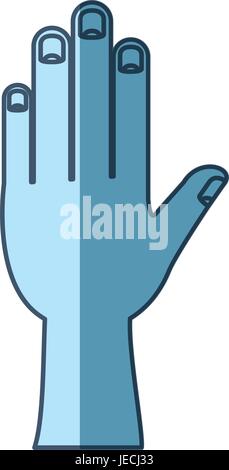 blue shading silhouette of left hand Stock Vector