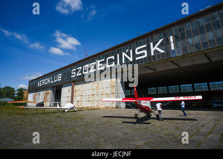 Szczecin, Poland, June 18, 2017:  Aiplane hangar in Szczecin, Poland. Stock Photo