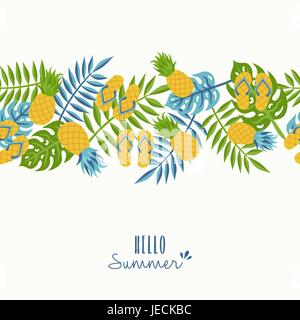 Summer poster with tropical palm leaf and handwriting lettering. Vector ...