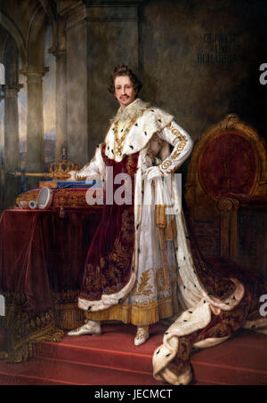King Ludwig I (1786-1868), King of Bavaria from 1825 to 1848. Coronation portrait by Joseph Stieler, 1825 Stock Photo