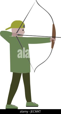 Boy with bow. Archer vector illustration Stock Vector