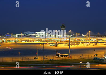Germany, Bavaria, Munich, airport of Munich II, night Stock Photo