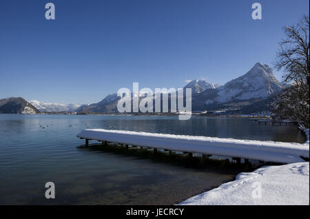 Austria, salt chamber property, Wolfgang's lake, winter, Stock Photo