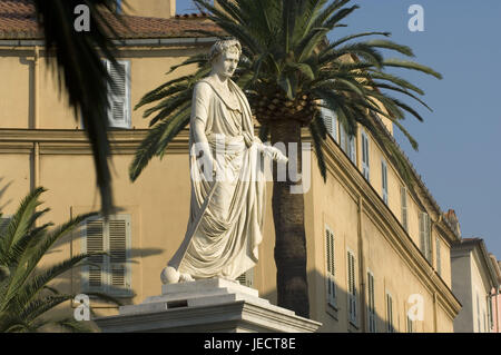 France, Corsica, Ajaccio, Old Town, Place-du-Maréchal-Foch, statue, Napoleon, Stock Photo