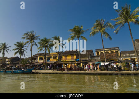 Small harbour with wooden boots, Hoi In, Vietnam, Stock Photo