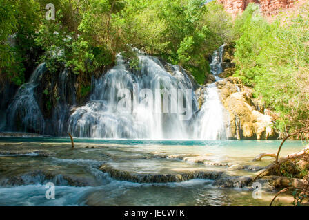 Navajo Falls in Havasu Canyon Stock Photo