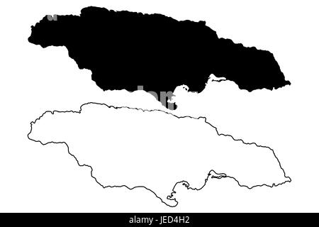 Jamaica map vector illustration, scribble sketch  Jamaica Stock Vector