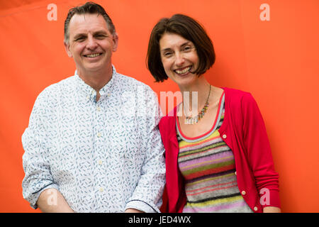 Catherine Barr and Steve Williams, science writers for children,  at the 2017 Hay Festival of Literature and the Arts, Hay on Wye, Wales UK Stock Photo