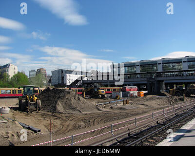 Construction, reconstruction between railway tracks in the city Stock Photo