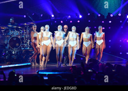 MIAMI, FL - JUNE 23: Pitbull performs live onstage at AmericanAirlines Arena on June 23, 2017 in Miami, Florida. Credit: MPI10 / MediaPunch Stock Photo