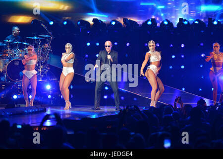 MIAMI, FL - JUNE 23: Pitbull performs live onstage at AmericanAirlines Arena on June 23, 2017 in Miami, Florida. Credit: MPI10 / MediaPunch Stock Photo