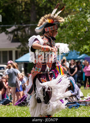 Members of Canada's First Nations communities celebrate and dance during the annual Aboriginal Solidarity Day. Stock Photo