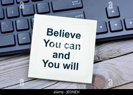 Believe you can and you will on notes closeup Stock Photo