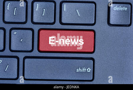 E-news word on computer keyboard button Stock Photo