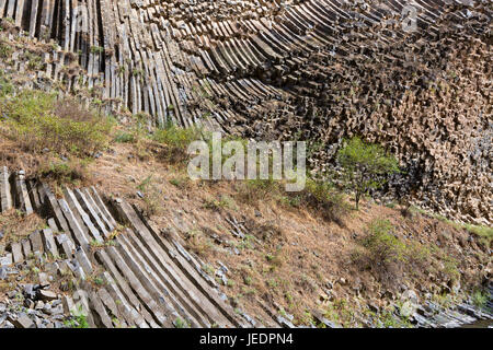 Basalt rock formations known as Symphony of Stones in Armenia. Stock Photo