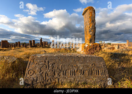 Historical cemetery of Noratus in Armenia. Stock Photo