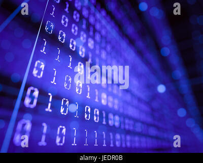 3D illustration, abstract background, binary codes.