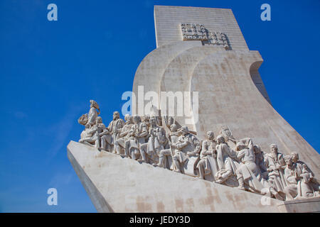 Portugal, Estredmadura, Lisbon, Belem, Monument to the Discoveries built in 1960 to commemorate the 500th anniversary of the death of Henry the Naviga Stock Photo
