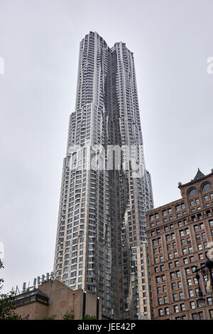 NEW YORK CITY - OCTOBER 02, 2016: The residential building New York by Gehry formerly known as Beekman Tower Stock Photo