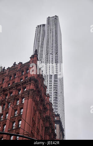 NEW YORK CITY - OCTOBER 02, 2016: The residential building New York by Gehry formerly known as Beekman Tower Stock Photo