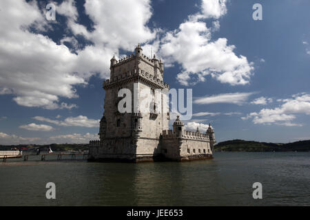 Portugal, Lisbon, Belem, Torre de Belem, Rio Tejo, Stock Photo