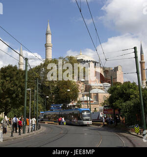 Turkey, Istanbul, part of town of Sultanahmet, Hagia Sophia, basilica, streetcar, Stock Photo