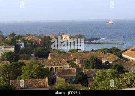 Senegal, Dakar, town overview, harbour, sea, Africa, West ...