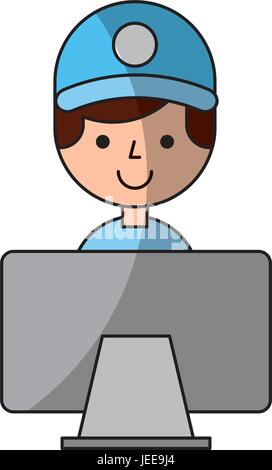 delivery worker with computer avatar character Stock Vector Image & Art ...