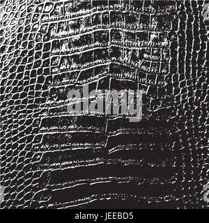 Distressed overlay texture of crocodile or snake skin leather, grunge vector background Stock Vector