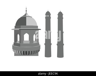 EPS 10 vector illustration of mosque silhouette on white background Stock Vector