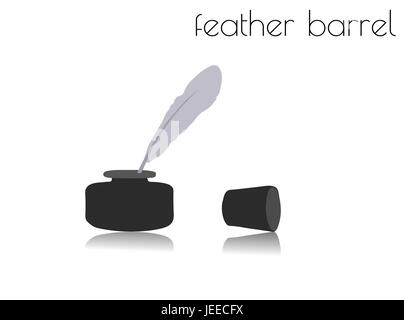EPS 10 vector illustration of feather barrel silhouette on white background Stock Vector