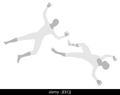 EPS 10 vector illustration of woman silhouette in Spread Eagle Pose Stock Vector