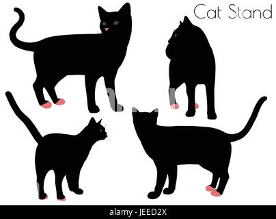 EPS 10 vector illustration of cat silhouette in Stand Pose Stock Vector