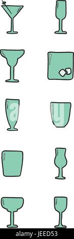Vector set of various drink glasses Stock Vector