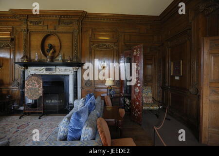 Loveliest castle in the world Leeds Castle in Kent England surrounded with beautiful woods, lake and land for recreation. Bird show with trained Owl Stock Photo