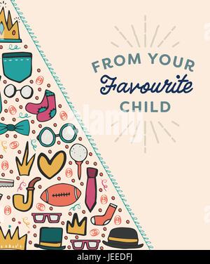 Vector icon set of fathers day greeting card Stock Vector