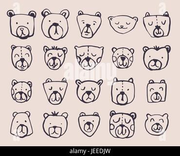 Vector icon set of teddy bears Stock Vector