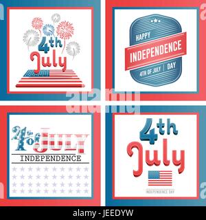 Vector set of independence day celebration Stock Vector
