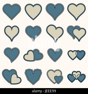 Heart shape icons against white background Stock Vector