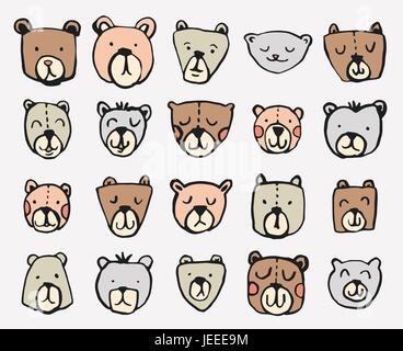 Vector icon set of teddy bears Stock Vector