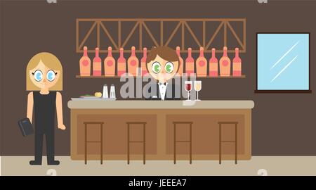 Vector icons of waiter and customer Stock Vector