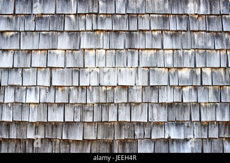 Weathered wooden shingles background Stock Photo