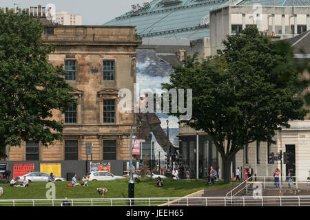 Vettriano mural of Billy Connelly, Dixon street, Glasgow, Scotland, UK, Stock Photo