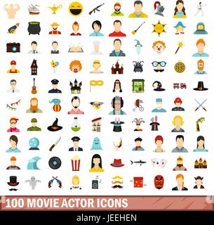 100 movie actor icons set, flat style Stock Vector Image & Art - Alamy